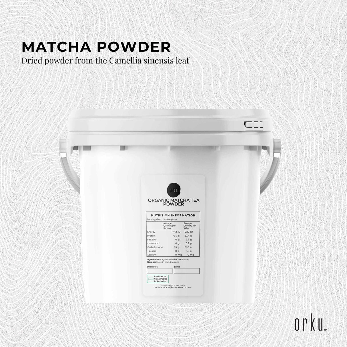 2.5Kg Premium Organic Matcha Green Tea Powder  Camellia Sinensis Superfood Bucket