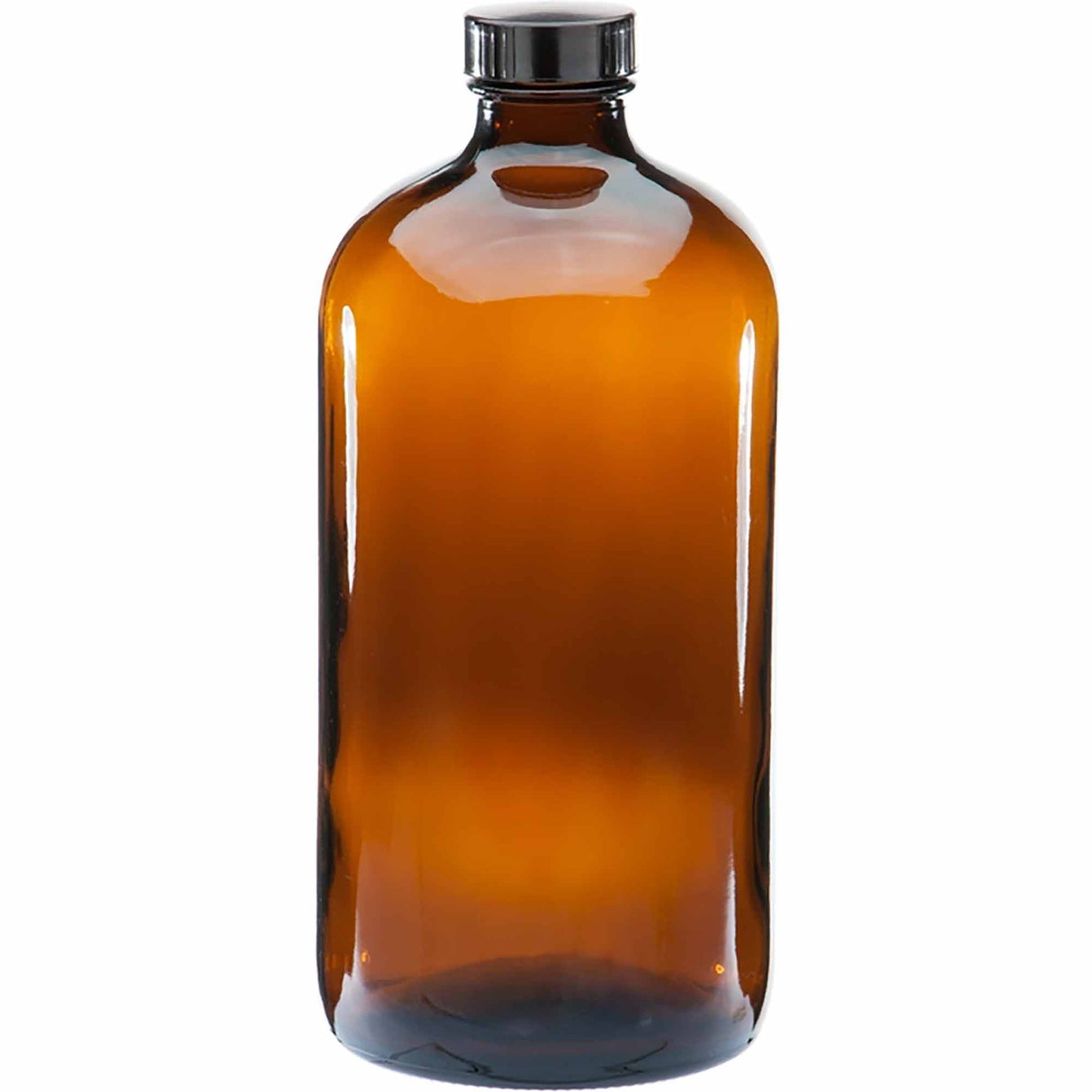 Set of 12 x 1L Amber Glass Boston Bottles with Screw Caps for Essential Oils