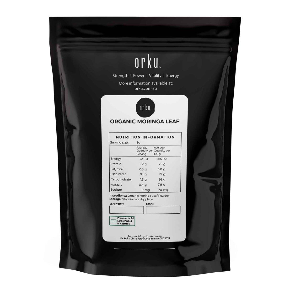 Orku 1Kg Organic Moringa Leaf Powder - Food Grade Oleifera Drumstick Leaf