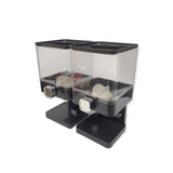 2 x 3.7L Double Cereal Dispenser Black - Square Rice Beans Countertop Storage - Front View