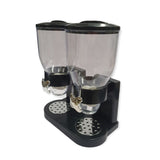 2 x 4L Double Cereal Dispenser Black - Round Rice Grains Countertop Storage - Front View