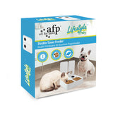 2x300ml Pet Double Timed Feeder - Dog Cat Puppy Kitten Mealtime Food Station - Side View