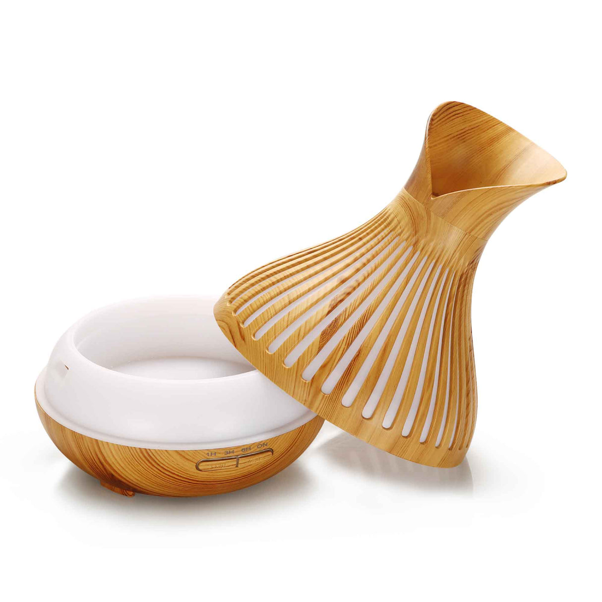 Tulip Top 500ml Wood Grain Essential Oil Diffuser with Remote Control - Ultrasonic Aromatherapy Humidifier