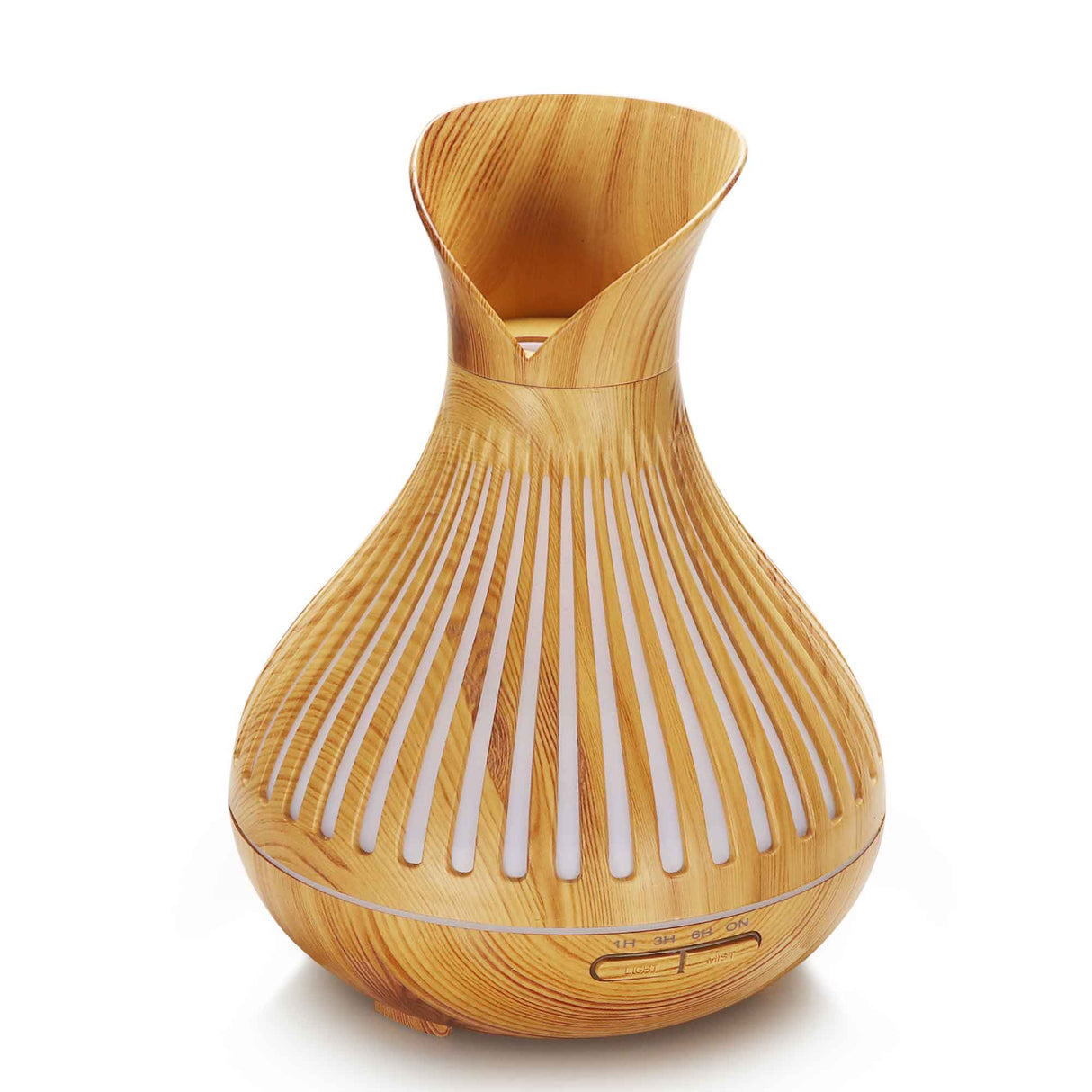 Tulip Top 500ml Wood Grain Essential Oil Diffuser with Remote Control - Ultrasonic Aromatherapy Humidifier