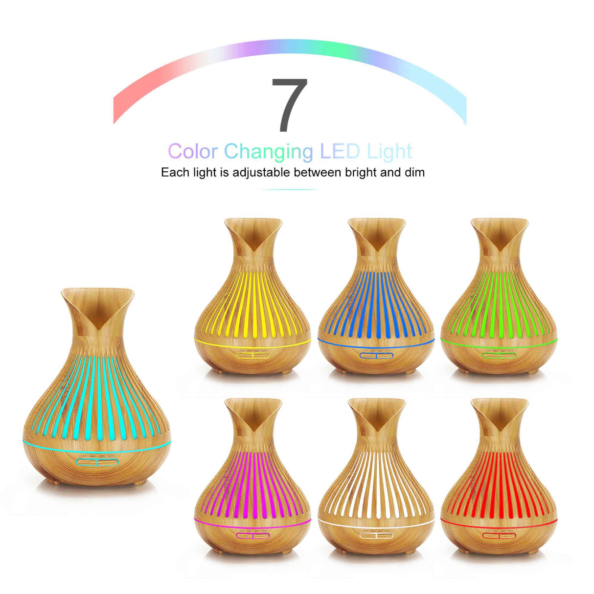 Tulip Top 500ml Wood Grain Essential Oil Diffuser with Remote Control - Ultrasonic Aromatherapy Humidifier