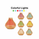 Remote-Controlled Ultrasonic Essential Oil Diffuser with 500ml Capacity - Elegant Wood Grain Design - Top-Down View