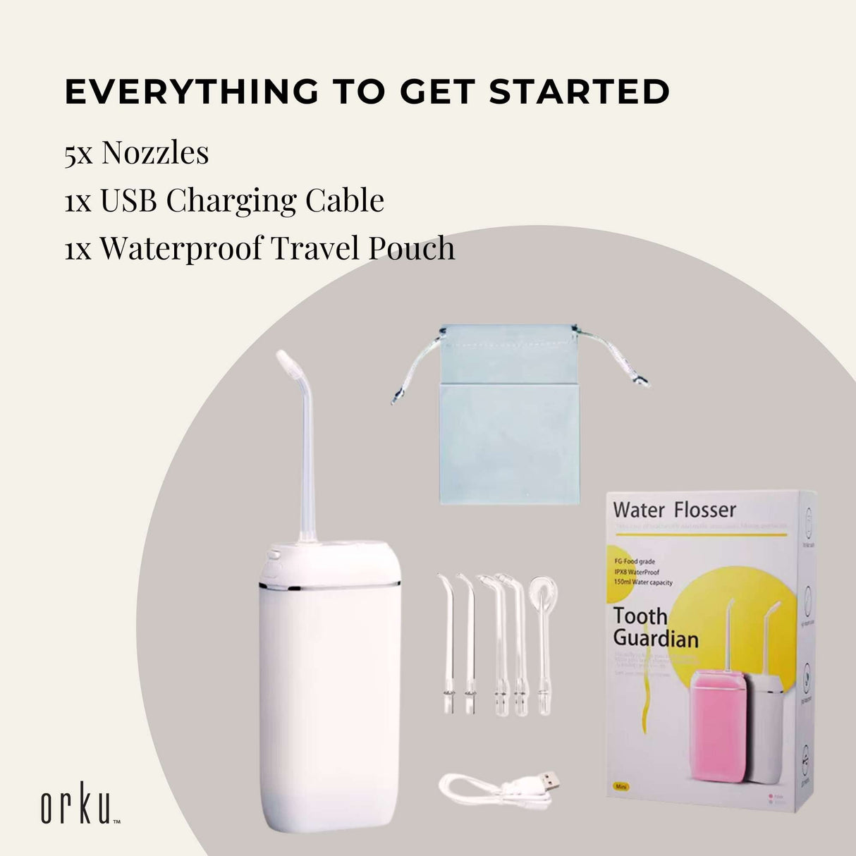 Mini Water Flosser Rechargeable Cordless Cleaner - Travel Oral Irrigator White