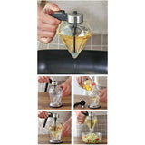 200ml Oil Honey Dispenser - Syrup Sauce Glass Pourer - Diamond Pot and Stand - Close-Up Angle