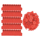 100x Cattle Ear Tags Set - 6x7cm Medium Red Blank Cow Pig Sheep Livestock Label - Front View