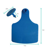 100x Cattle Ear Tags Set - 7.5x10cm XL Blue Blank Pig Cow Sheep Livestock Label - Front View