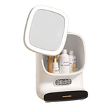 Makeup Display Case with LED Ring Light - Cosmetic Storage Jewellery Vanity - Front View