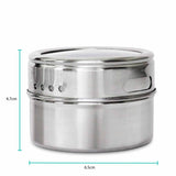 50x 150g Magnetic Spice Jar Stainless Steel Tin Herb Seasoning Storage Container - Side View