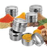 50x 150g Magnetic Spice Jar Stainless Steel Tin Herb Seasoning Storage Container - Top-Down View