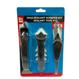 Sealant Scraper Kit 3pcs - Caulking Applicator Grout Accessory Tool Set - Top-Down View
