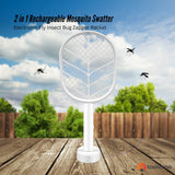 2 in 1 Rechargeable Mosquito Swatter - Electronic Fly Insect Bug Zapper Racket - Front View