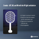 2 in 1 Rechargeable Mosquito Swatter - Electronic Fly Insect Bug Zapper Racket - Top-Down View