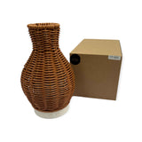 Remote-Controlled Rattan Aroma Diffuser - 100ml Ultrasonic Humidifier with LED Mood Lighting - Side View