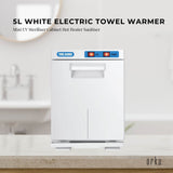 Compact 5L White Electric Towel Warmer with UV Sterilisation and Heater for Home and Spa Use