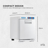 Compact 5L White Electric Towel Warmer with UV Sterilisation and Heater for Home and Spa Use - Side View