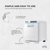 Compact 5L White Electric Towel Warmer with UV Sterilisation and Heater for Home and Spa Use - 45-Degree Angle