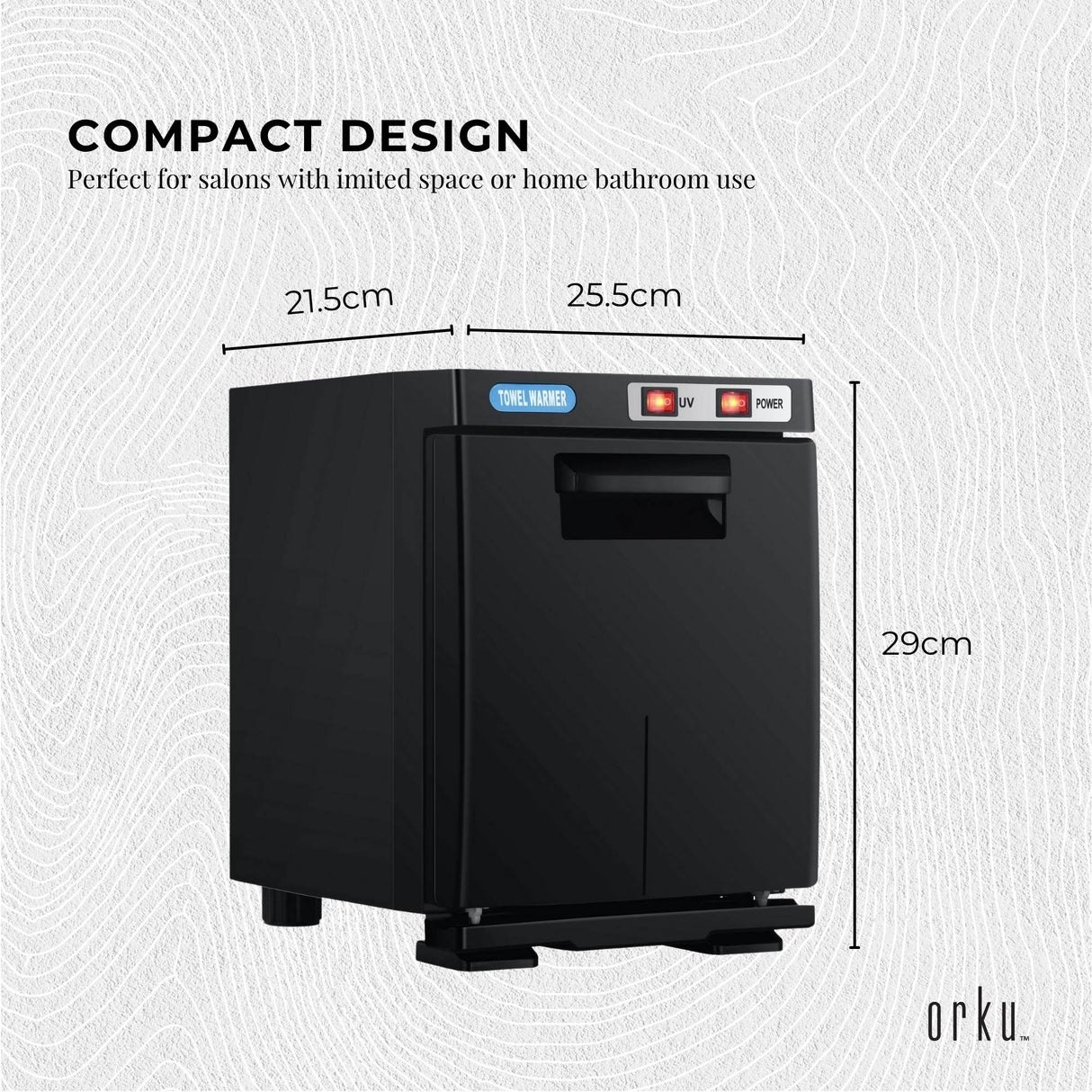 Compact 5L Black Electric Towel Warmer with UV Steriliser and Hygienic Sanitisation Features