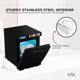 Compact 5L Black Electric Towel Warmer with UV Steriliser and Hygienic Sanitisation Features - Top-Down View