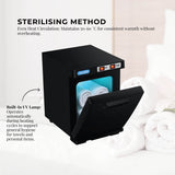 Compact 5L Black Electric Towel Warmer with UV Steriliser and Hygienic Sanitisation Features