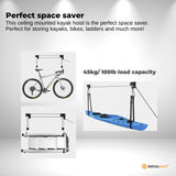 Kayak Hoist - 45kg Garage Ceiling Pulley Lift Storage System Bike Luggage Holder - Side View
