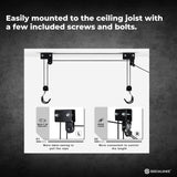 Kayak Hoist - 45kg Garage Ceiling Pulley Lift Storage System Bike Luggage Holder - Top-Down View