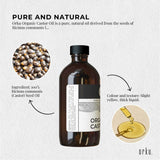Orku 250ml Organic Castor Oil - Hexane Free Cold Pressed - Side View