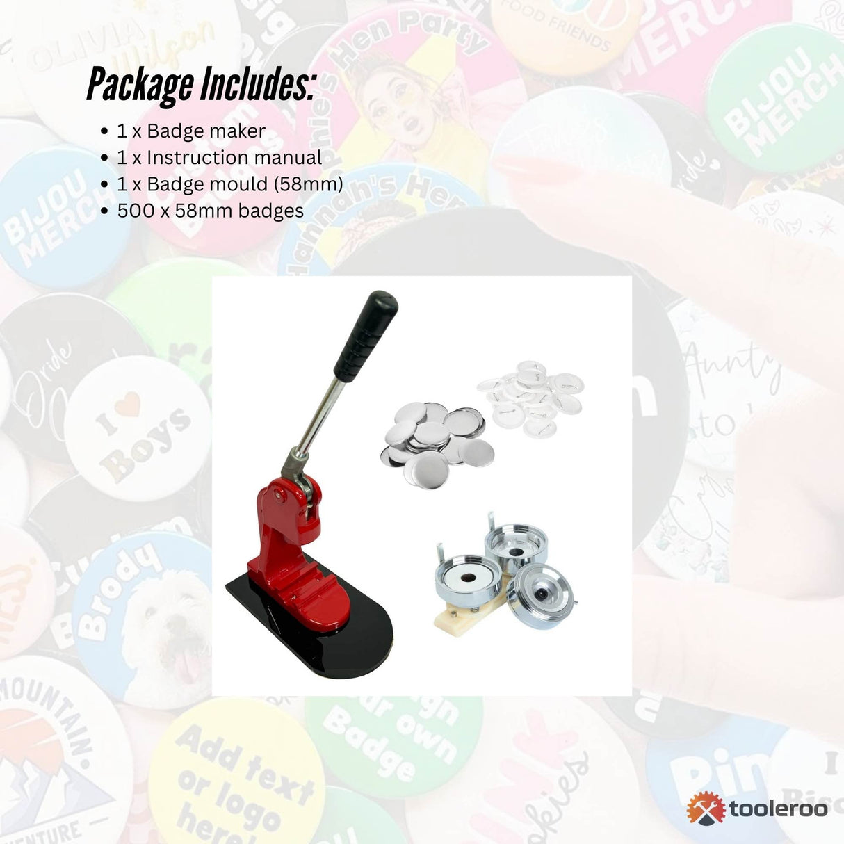 Button Badge Making Set 58mm - Maker + Mould + Badges