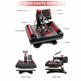 Versatile 8-in-1 Heat Press Machine for DIY Crafts and Sublimation Printing - Side View
