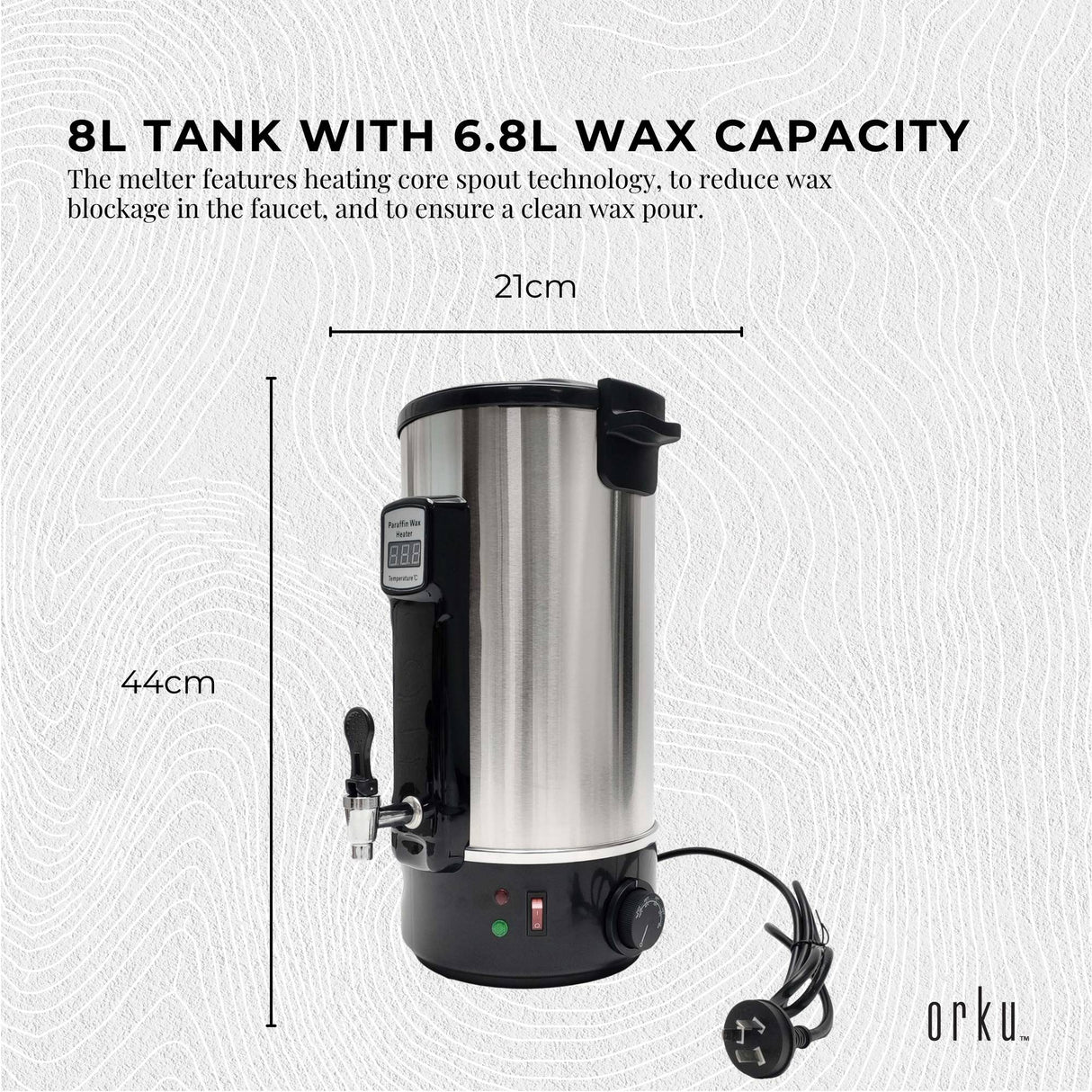 8L Orku Candle Wax Heater With Core Heating Tap - Electric Warmer Melter Pot