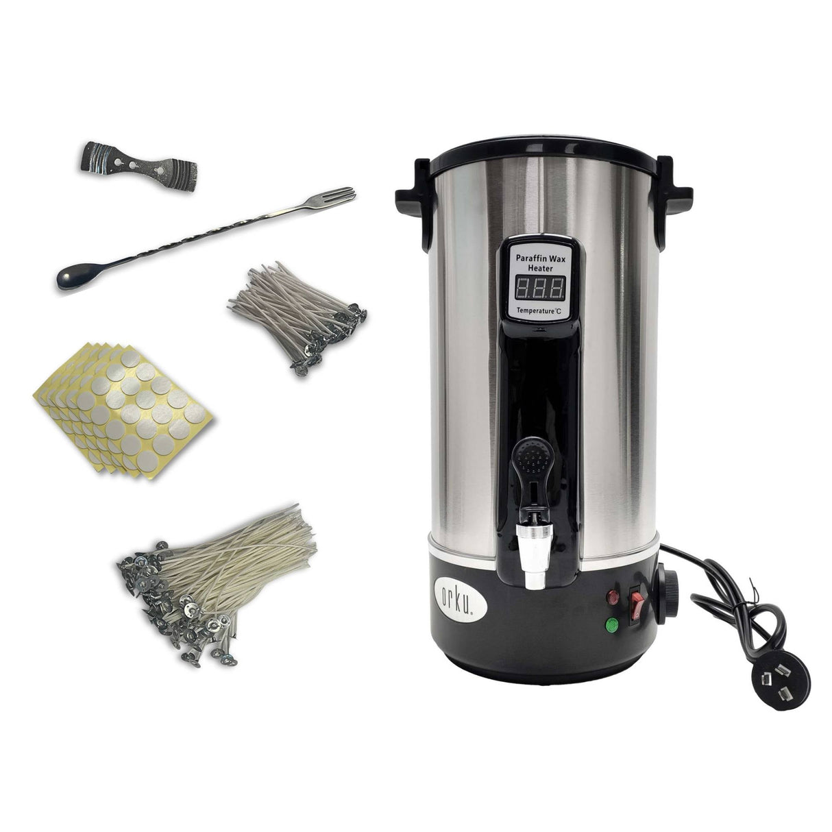 8L Orku Candle Wax Heater With Tap And Accessories - Candle Making Melter Pot
