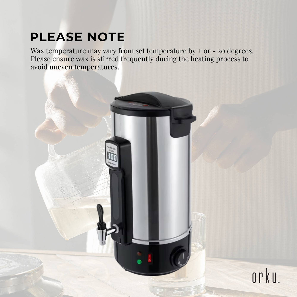 8L Orku Candle Wax Heater With Tap And Accessories - Candle Making Melter Pot