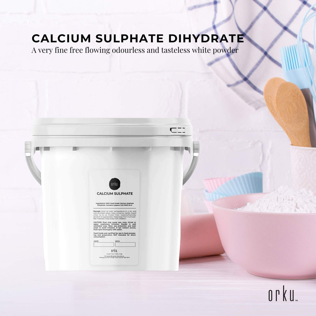 5Kg Food Grade Gypsum Powder - High Purity Calcium Sulphate for Culinary and Brewing Use
