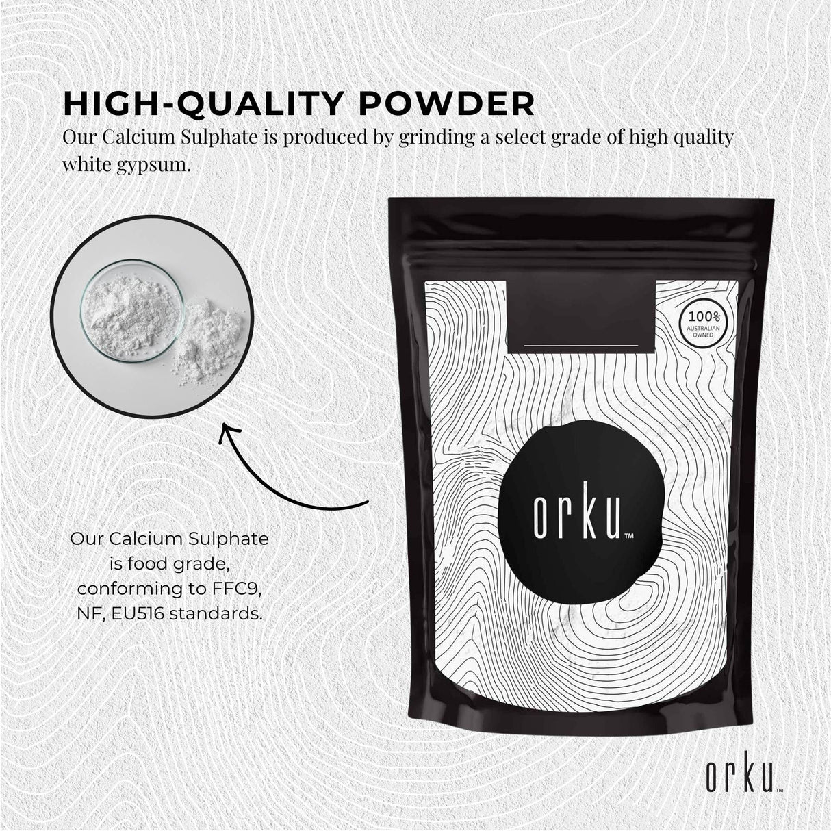 Food Grade 1Kg Calcium Sulphate Gypsum Powder - Premium Hydrous Sulfate for Baking and Brewing