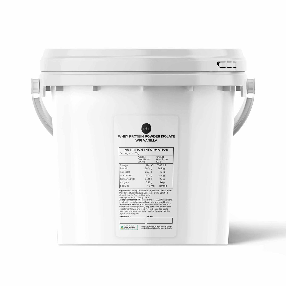 Orku 2Kg WPI Whey Protein Isolate Powder - Vanilla Tub | Sports Food