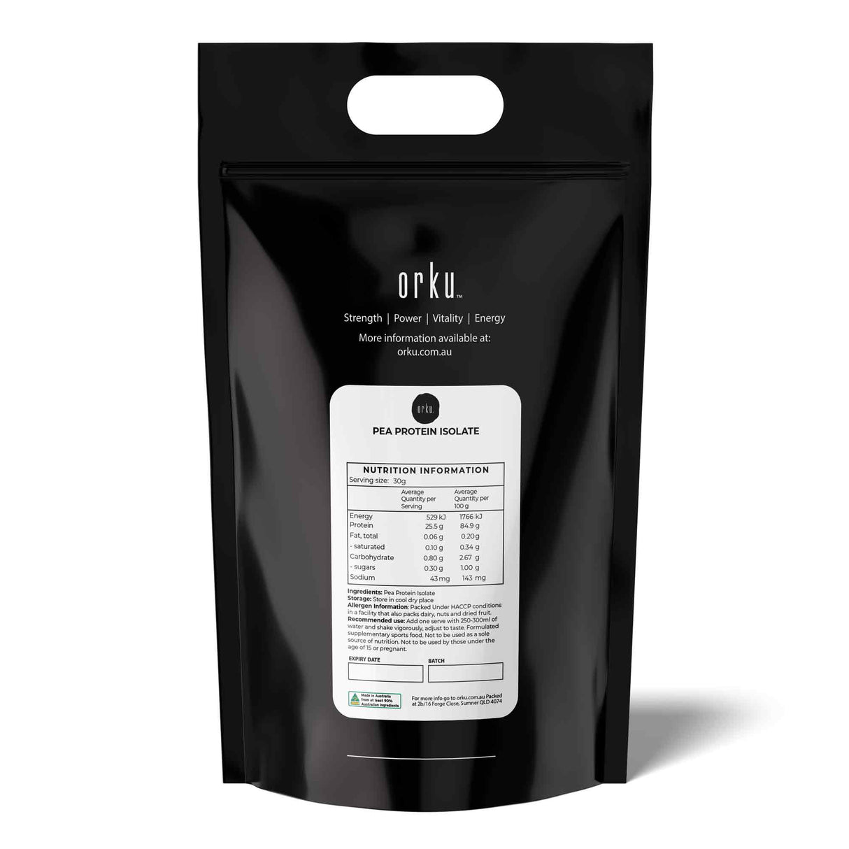 Orku 10kg Pea Protein Isolate Powder - High Protein Plant Based Unsweetened