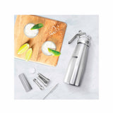Cream Whipper Dispenser 250ml - Aluminium Canister and Decorating Nozzles - 45-Degree Angle