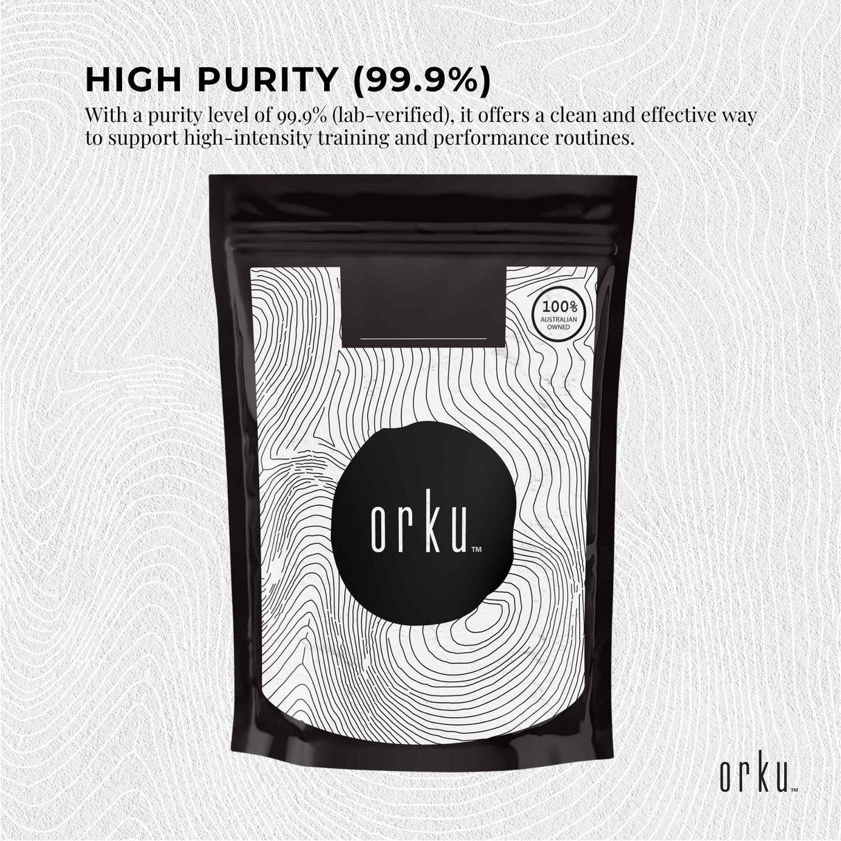 Orku 100g Creatine Monohydrate Powder – 200 Mesh Micronised | 99.9% Purity