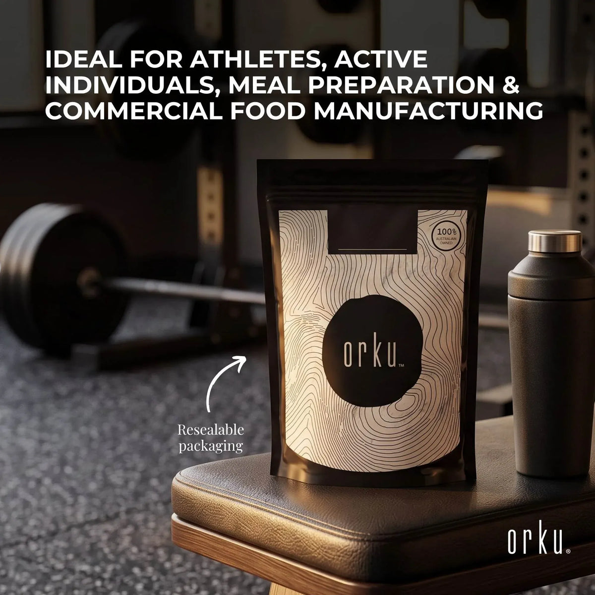 Orku 2Kg WPI Whey Protein Isolate Powder - Unflavoured Native Bag