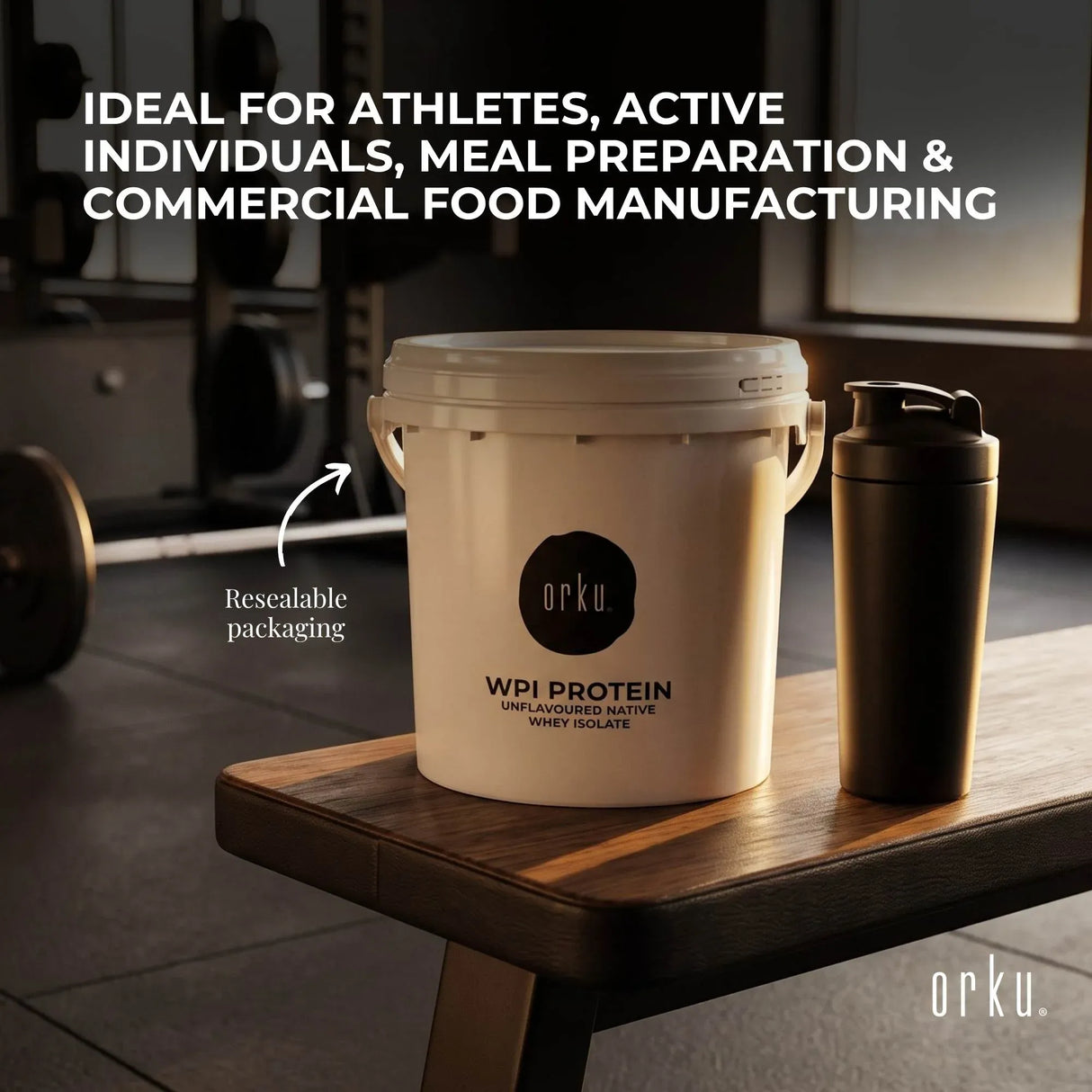 Orku 500g WPI Whey Protein Isolate Powder - Unflavoured Native Tub