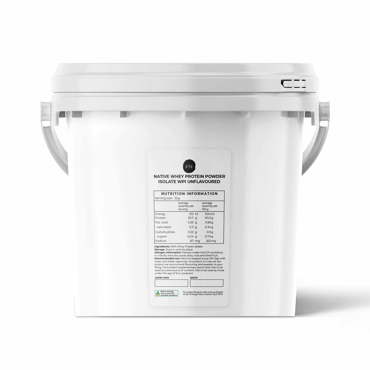 2Kg Native Unflavoured Cold-Pressed Whey Protein Isolate Powder - Premium Shake Supplement Tub