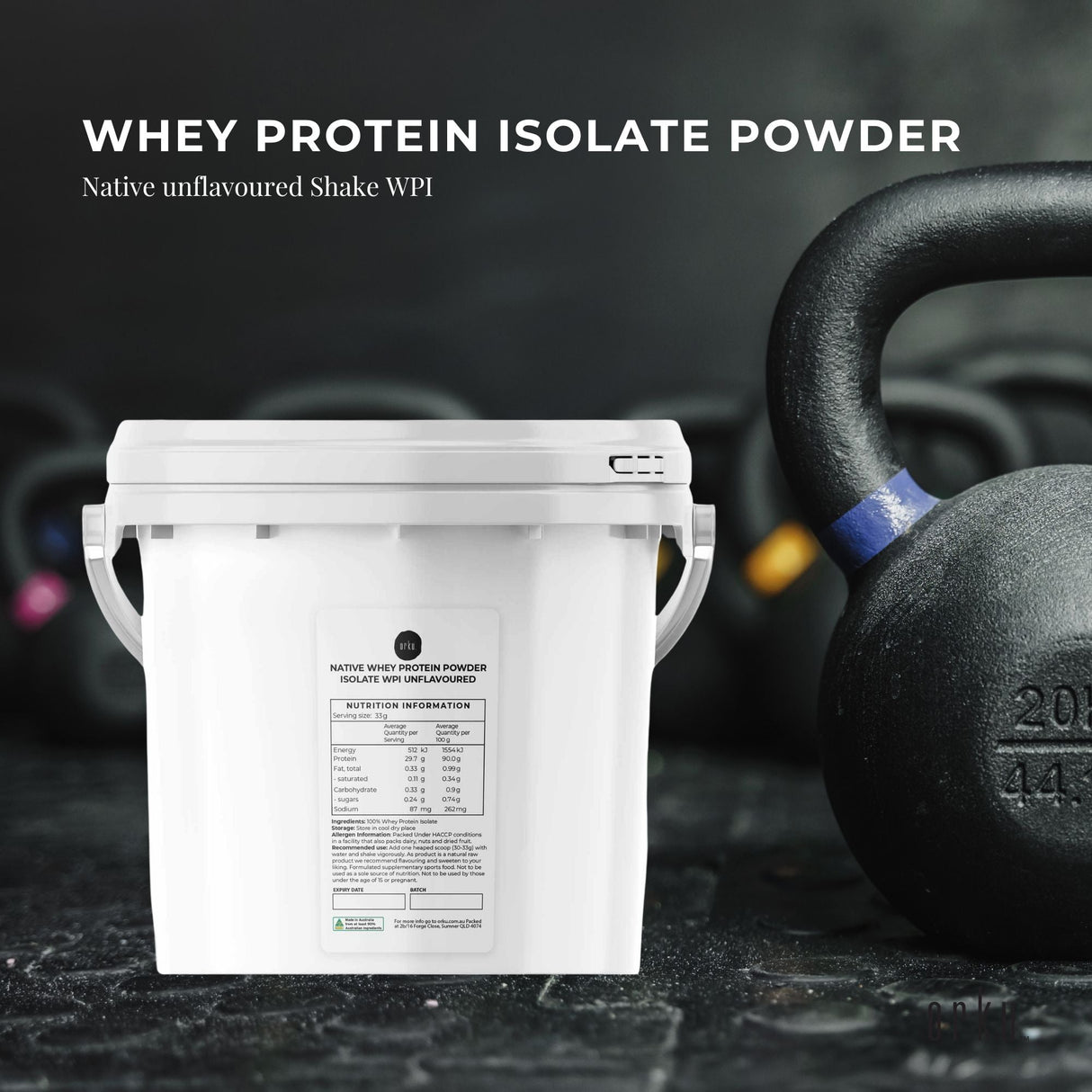 2Kg Native Unflavoured Cold-Pressed Whey Protein Isolate Powder - Premium Shake Supplement Tub