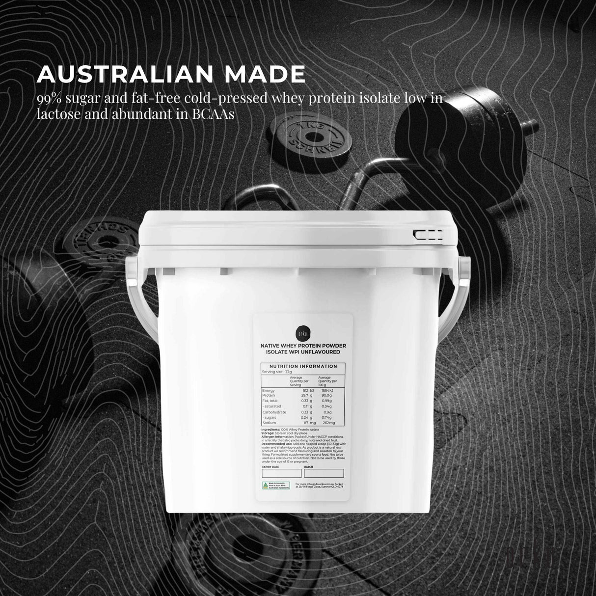 2Kg Native Unflavoured Cold-Pressed Whey Protein Isolate Powder - Premium Shake Supplement Tub
