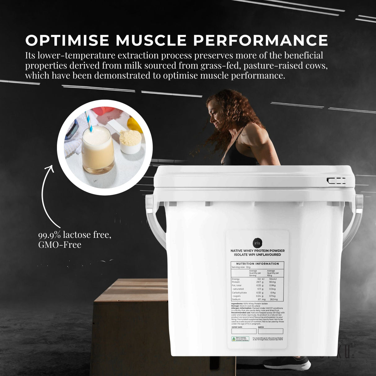 2Kg Native Unflavoured Cold-Pressed Whey Protein Isolate Powder - Premium Shake Supplement Tub