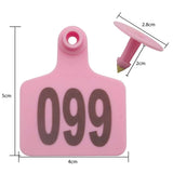 1-100 Cattle Number Ear Tags 5x4cm Set - Small Pink Pig Goat Livestock Label - 45-Degree Angle