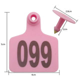 1-100 Cattle Number Ear Tags 5x4cm Set - Small Pink Pig Goat Livestock Label - Side View