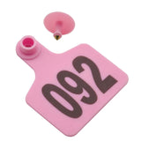 1-100 Cattle Number Ear Tag 6x7cm Set - Medium Pink Cow Sheep Livestock Label - Side View